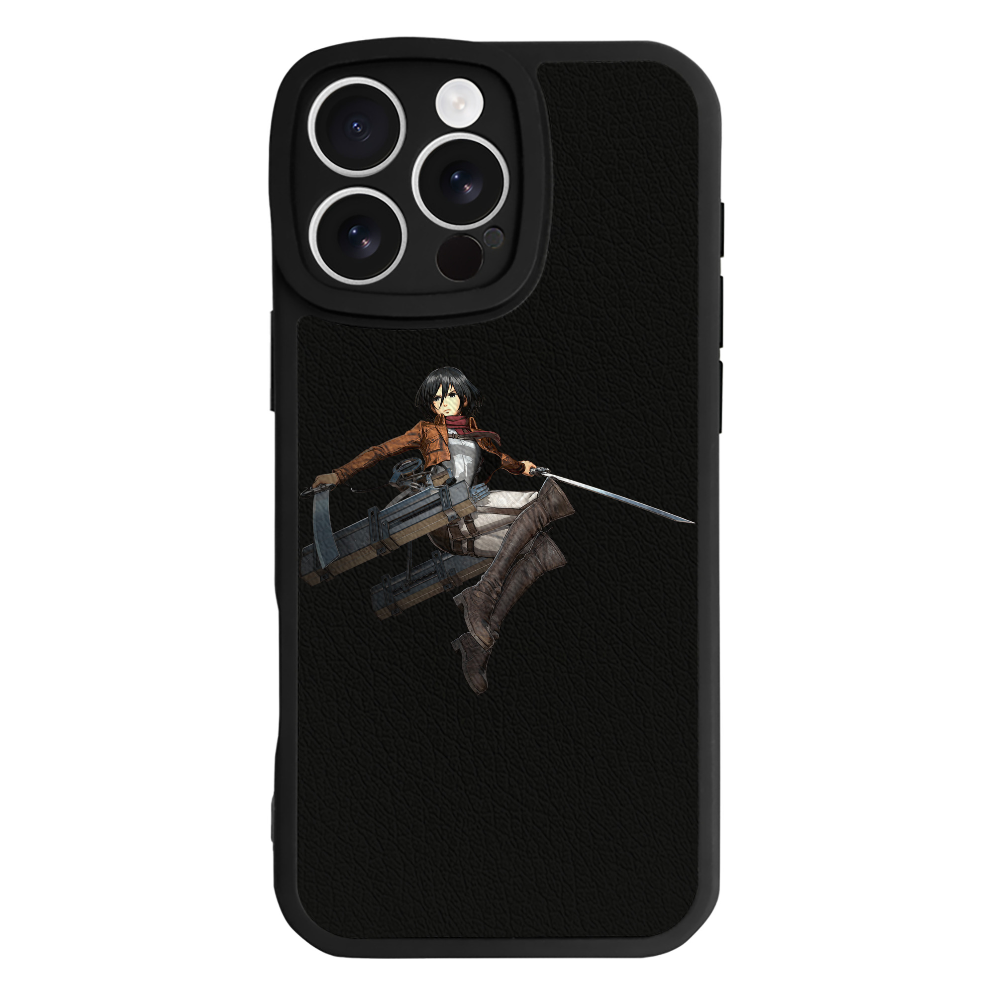 （画像用） 進撃の巨人 ミカサ·アッカーマン Attack on Titan Mikasa Ackerman 【iPhone 16シリーズ対応】シリコンスマホケース（レザー調） 材質：シリコン